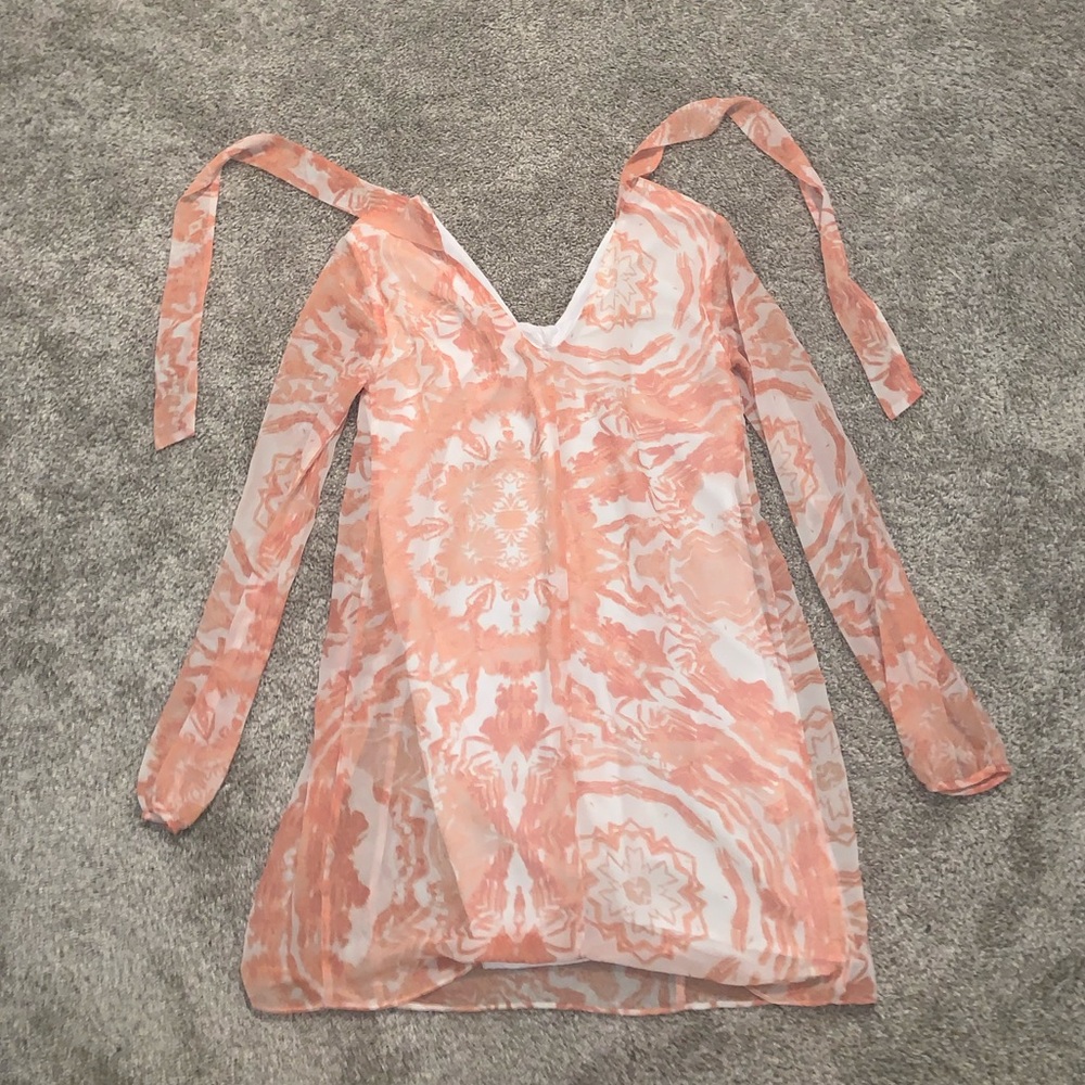 Light Orange & White Long Sleeve top size XXS - Picture 3 of 7